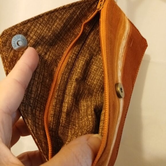 New Western Clutch Wristlet Wallet Brown Copper Coin Purse Zippy Envelope Pouch - Picture 5 of 6